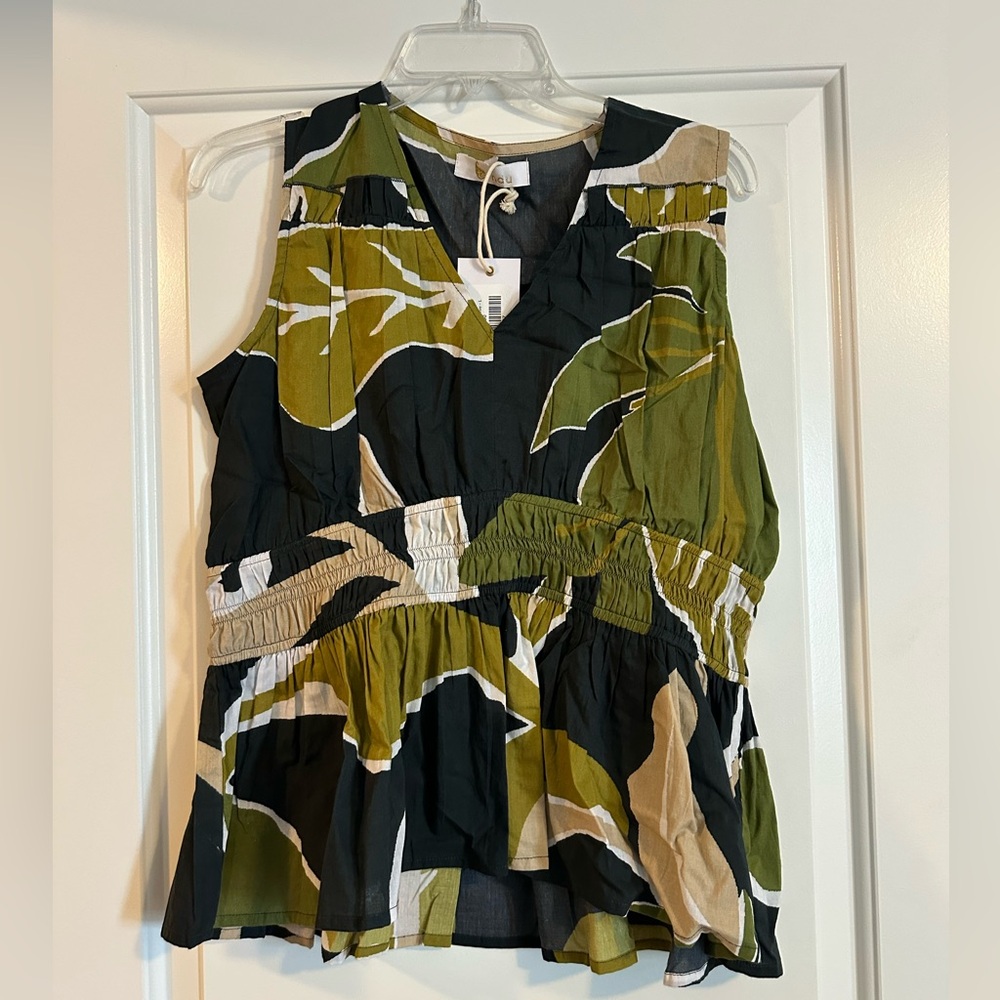 NWT Bindu Tina Top, Black Olive, Large